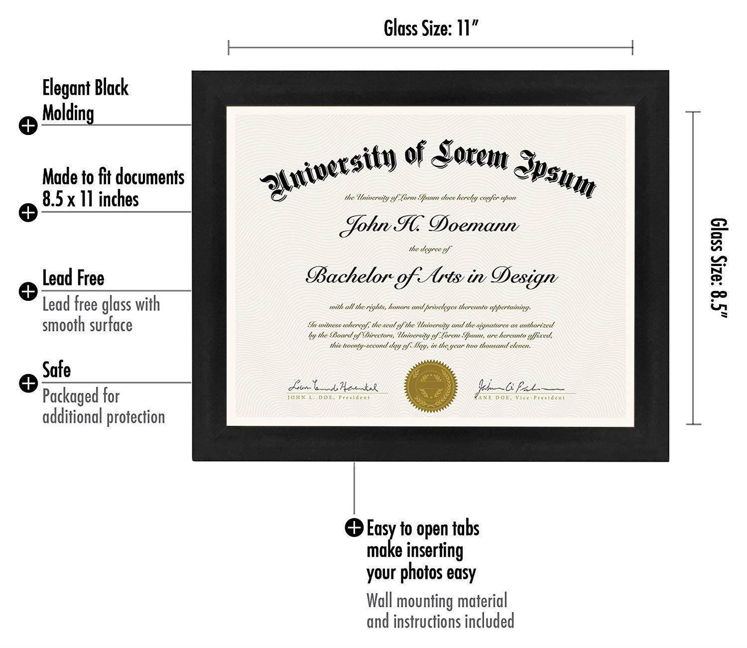 Americanflat 2 Pack - 8.5x11 Document Frames - Made to Display Certificates, Documents, Standard Papers