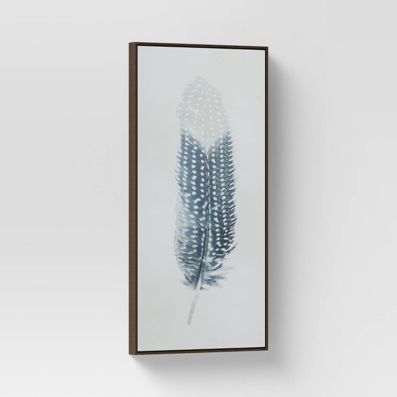 24" x 47" Blue Feather Framed Printed Canvas - Threshold™
