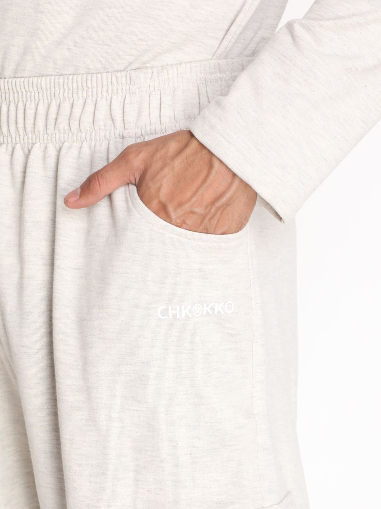 Chkokko Off White Cotton Relaxed Fit Track Pants