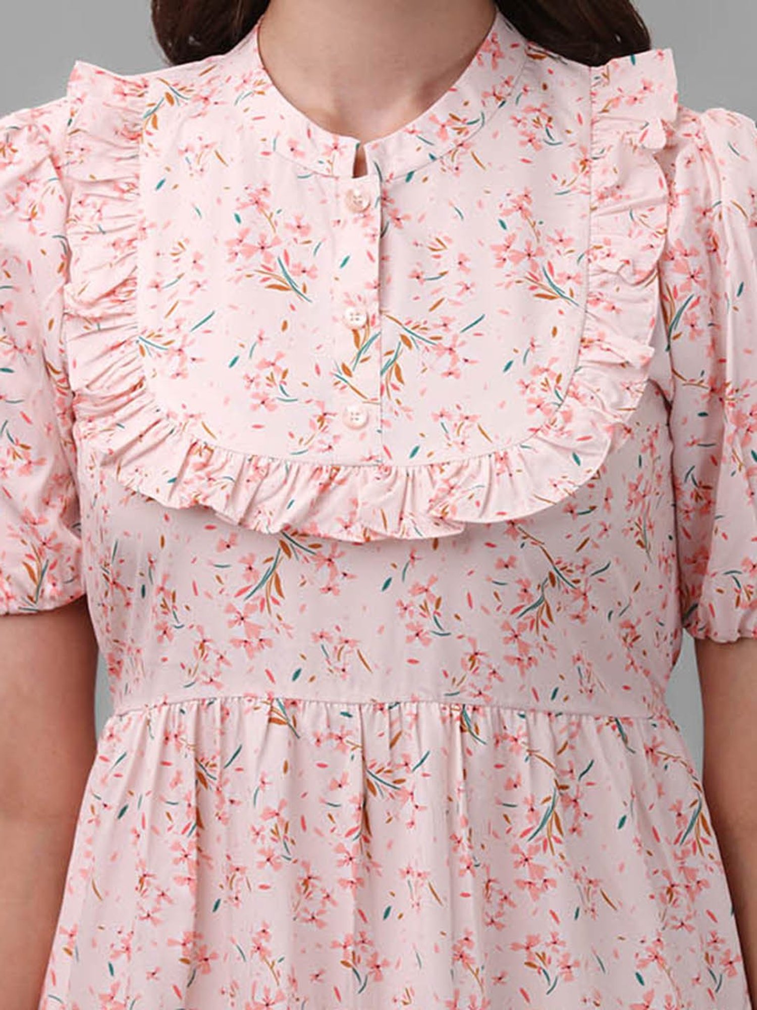 MASAKALI.CO Light Pink Floral Print Empire Dress