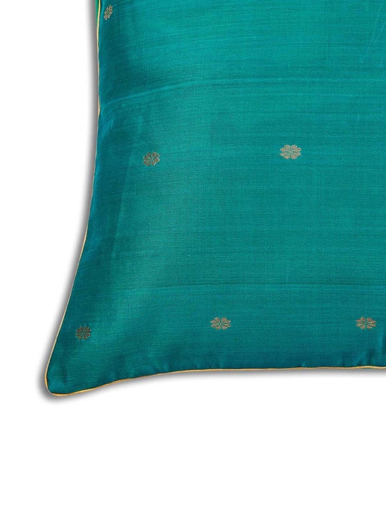 Fabindia Deeva Teal Cotton Blend Cushion Cover
