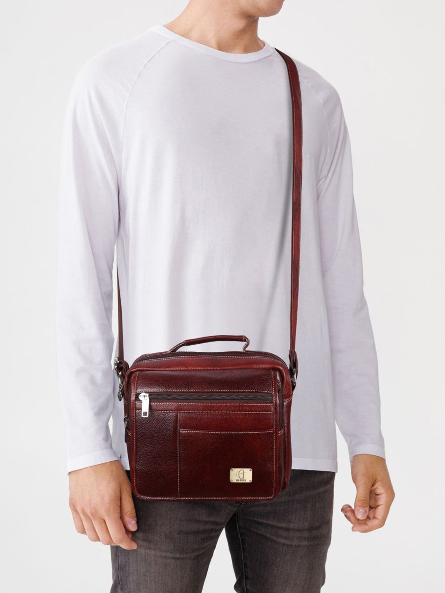 HiLEDER Brown Solid Medium Cross Body Bag