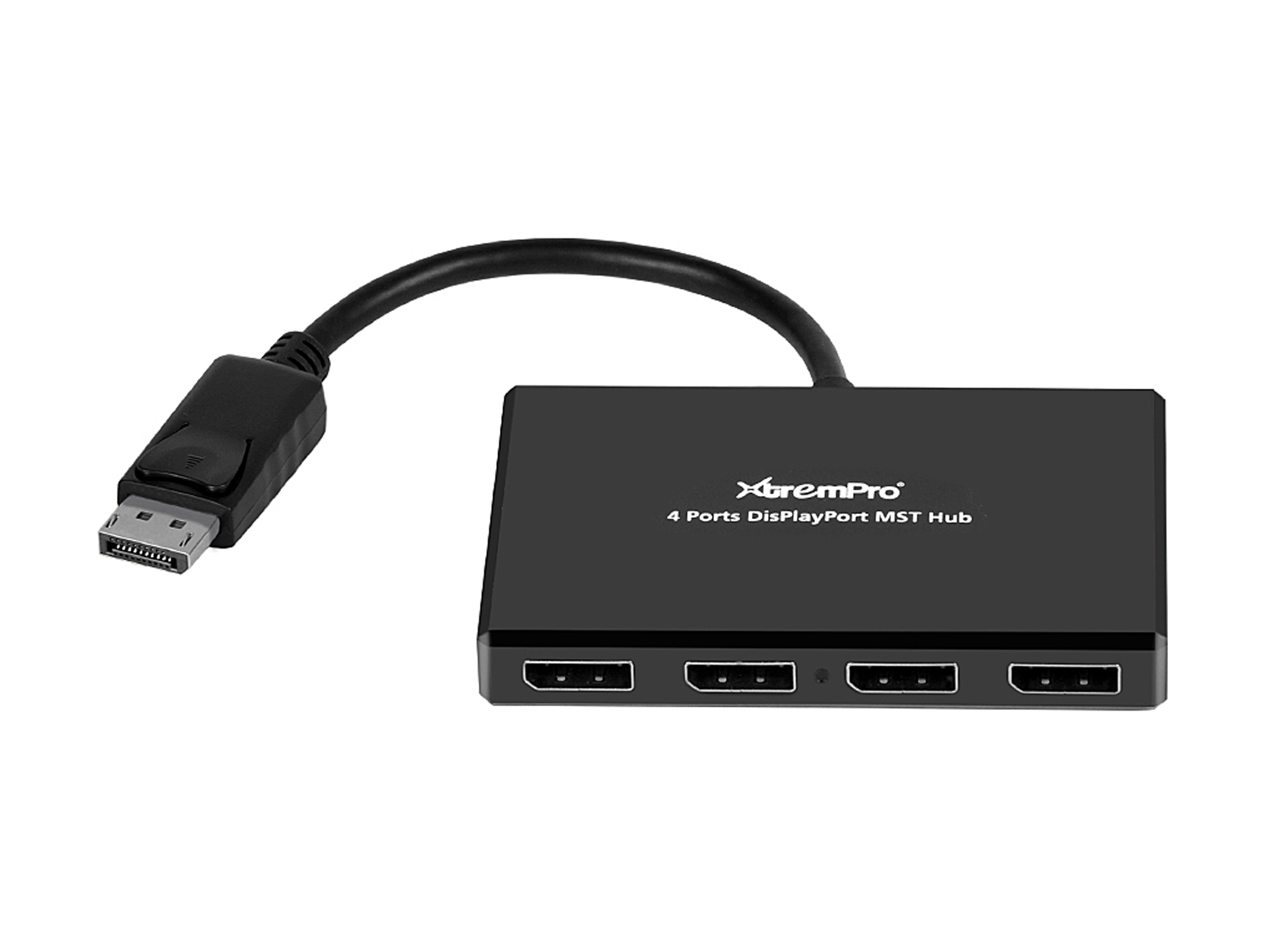 XtremPro 61071 4 Port DisplayPort 1.2 to DisplayPort Multi Stream Transport MST Hub 1x4, 1 input 4 output DisplayPort Splitter, Up to 21.6 Gbps for Windows PCs - Black