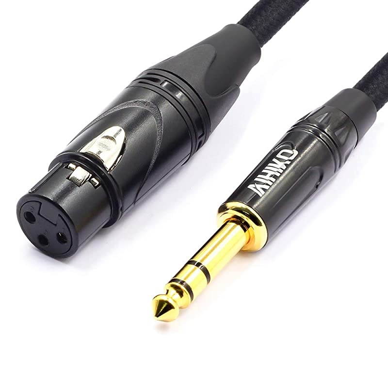 XLR to 14 Inch Microphone Cable TRS Mono Jack Lead Balanced Signal Interconnect Cord Female to Quarter inch Patch Cables 10 Feet