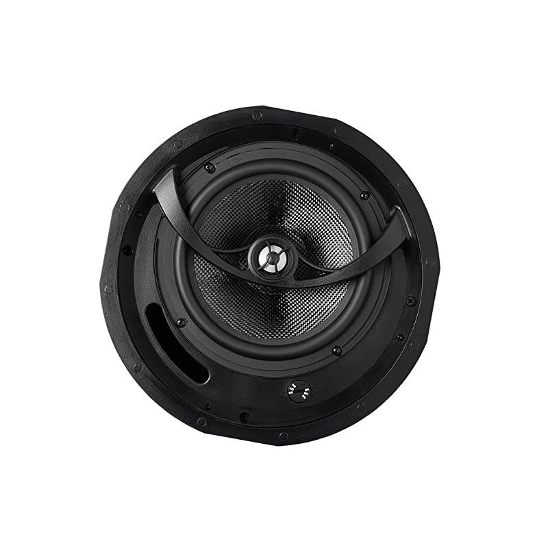 Alpha 2-Way Ceiling Speakers - 6.5 Inch (Pair) Carbon Fiber, Paintable Magnetic Grille, Louder with Less Power, Non Angled, 8 Inch