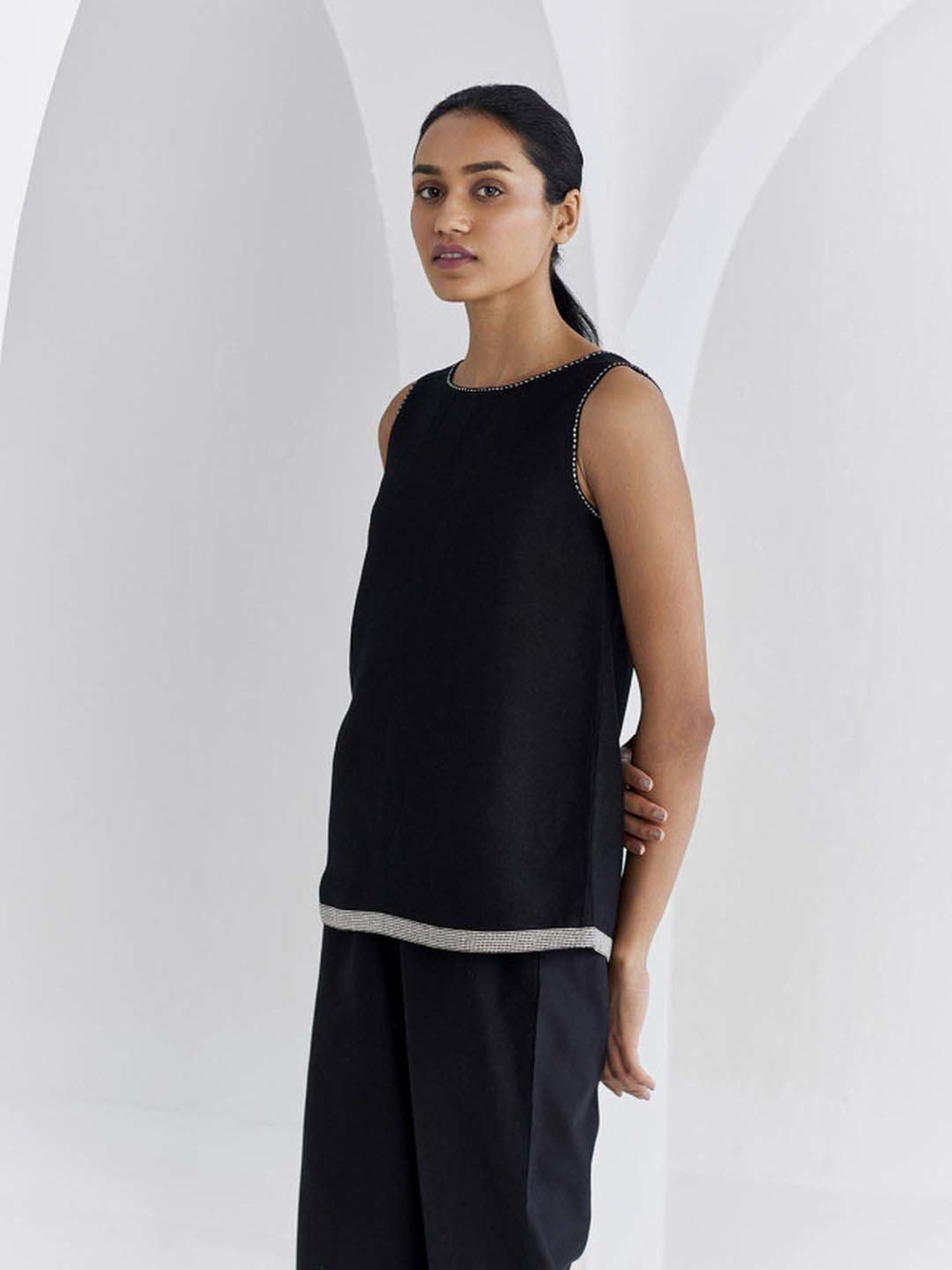 Ancestry Coal Black Regular Fit Top