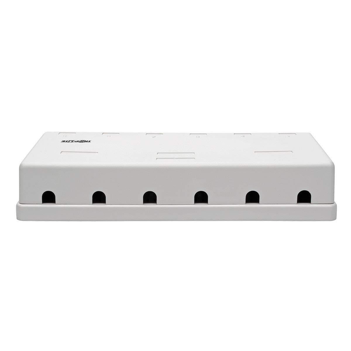 TRIPP LITE N236-006-WH Pre-Configured Unshielded Cat6 6-Port Surface-Mount Box, 110 IDC, RJ45, White