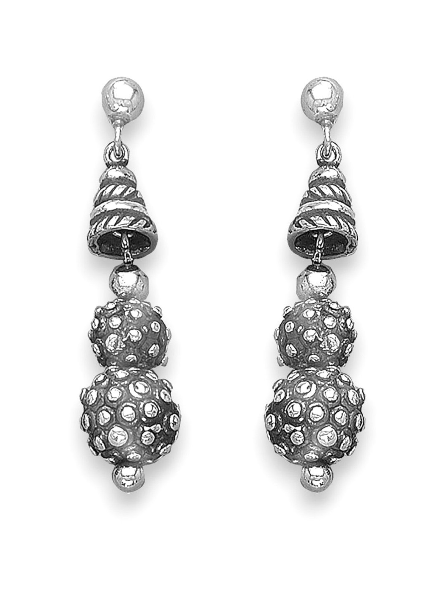 Taraash 92.5 Sterling Silver Antique Beaded Dangler Earrings