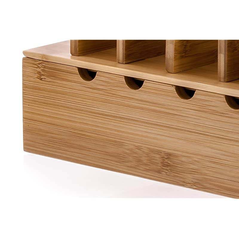 Natural Bamboo Charging Station Rack for Smartphones and Tablets