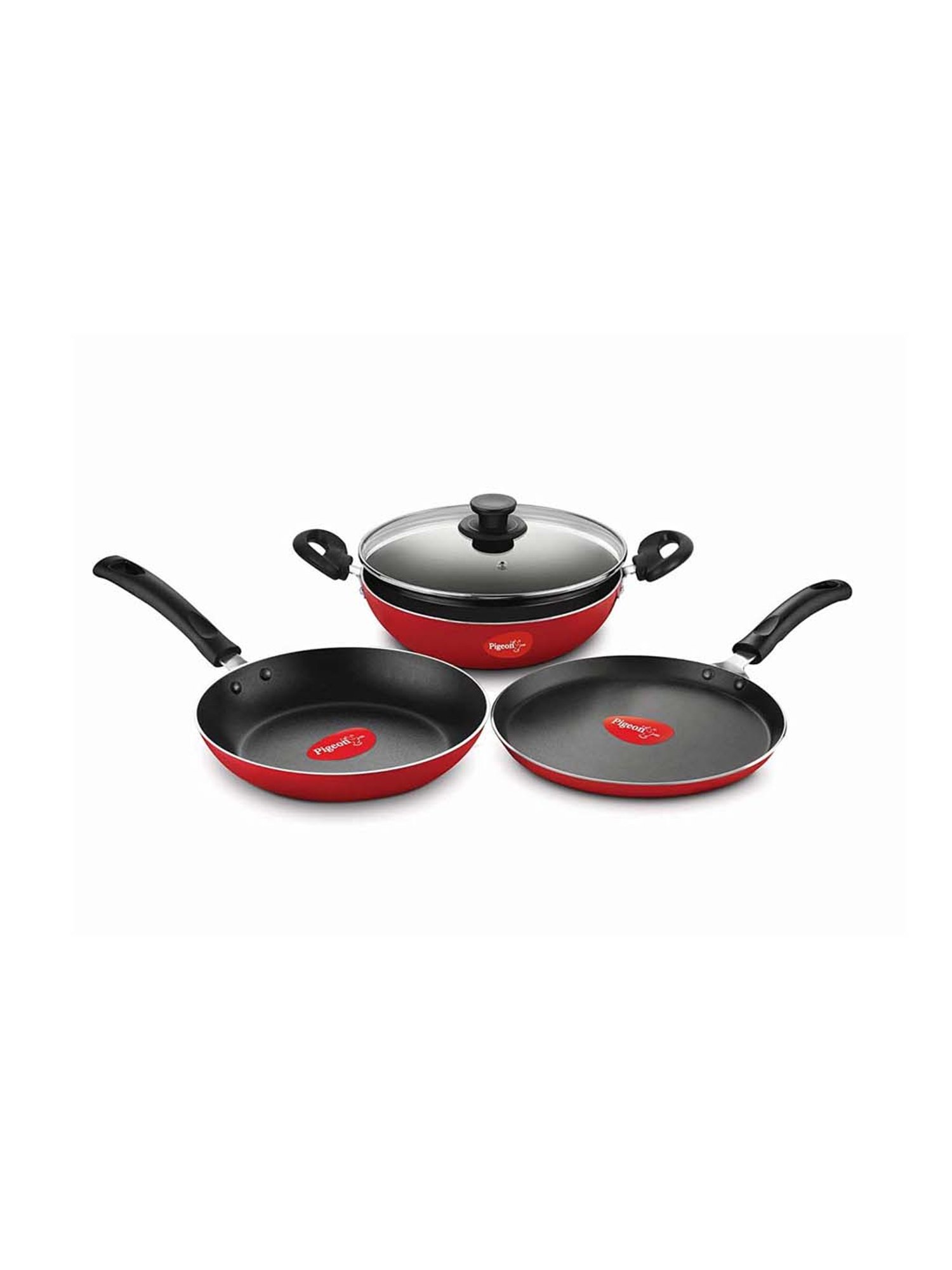 Pigeon Red & Silver Aluminium Non-Stick Cookware Set