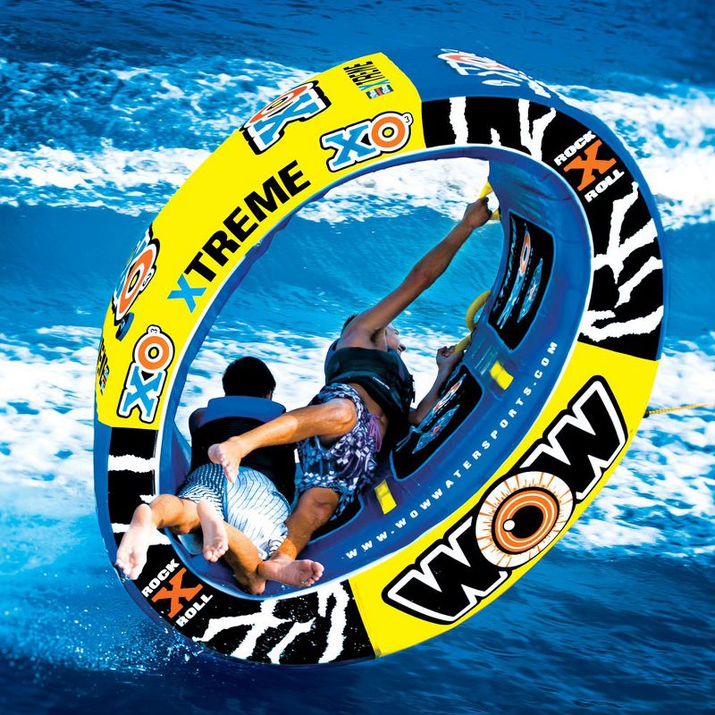 Wow Sports 3 Person XO Extreme Oval Shaped Inflatable Towable Rider Tube, Blue