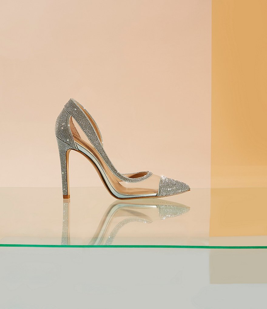 Gianni Bini FalennTwo Clear Rhinestone Embellished Pointed Toe Pumps