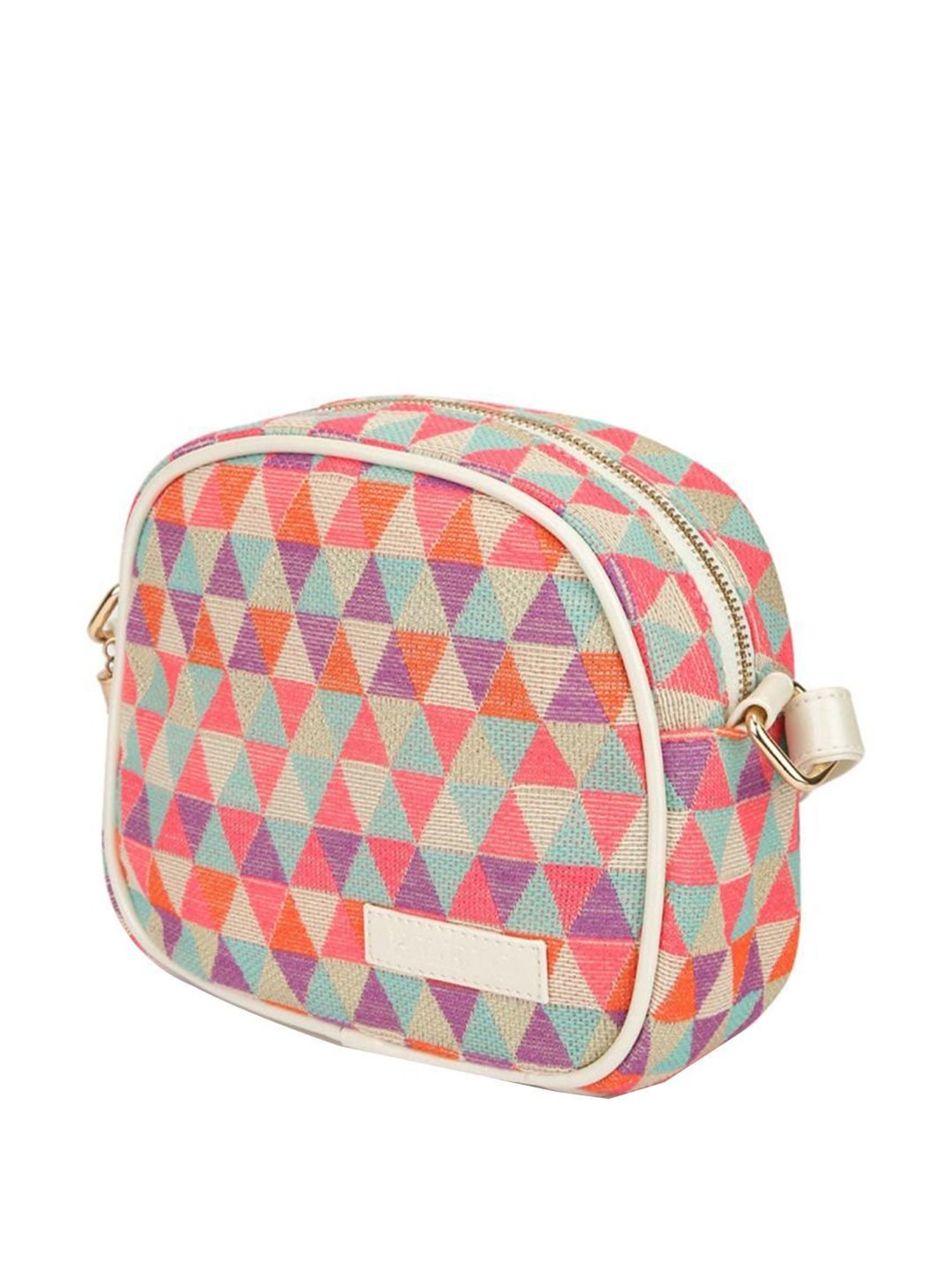 KLEIO White Printed Medium Sling Handbag