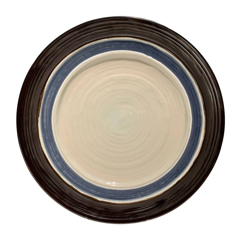 16pc Stoneware Rustic Stripe Dinnerware Set Black - Baum Bros.