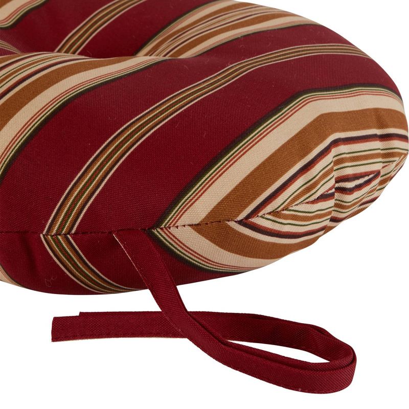 Set of Two 15" Roma Stripe Outdoor Bistro Chair Cushions - Kensington Garden