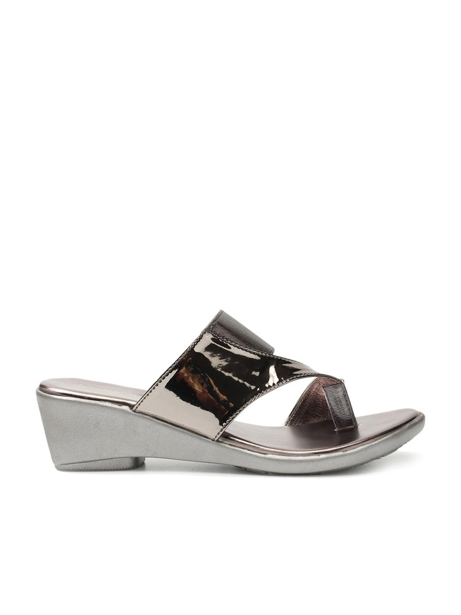 Iconics Women's Grey Toe Ring Wedges