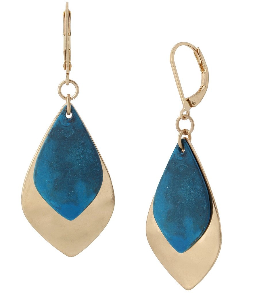 Robert Lee Morris Soho Patina Leaf Layered Drop Earrings