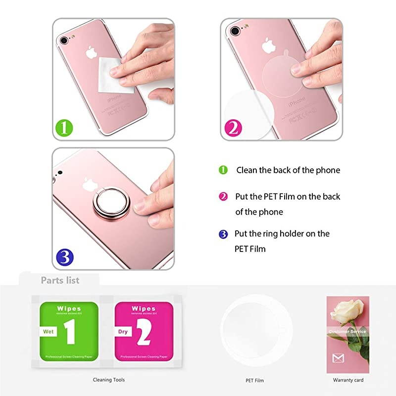 Phone Ring Holder 360 Rotation Mirrior Phone Ring Stand Fit Well with Magnetic Phone Mount Holder Compatible with iPhone 8 PlusXS Max and Other Smartphones Rose Gold