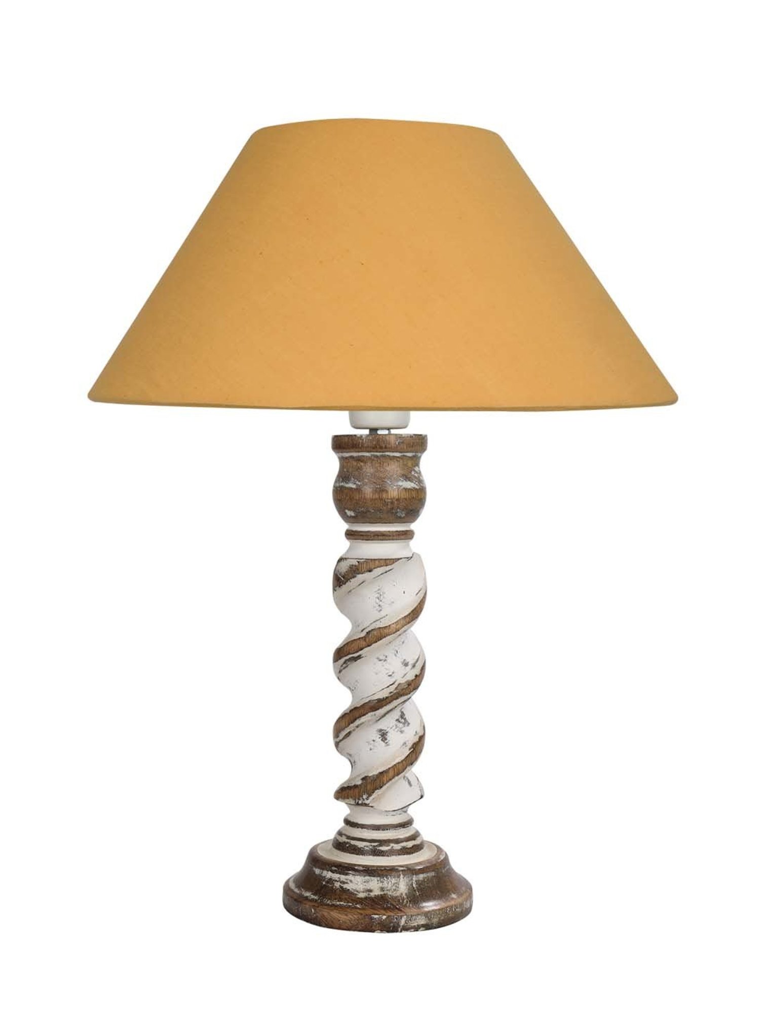 Homesake 'Signature Rustic Rope' Mustard & White Wood Table Lamp with Cone Shade - Set of 1