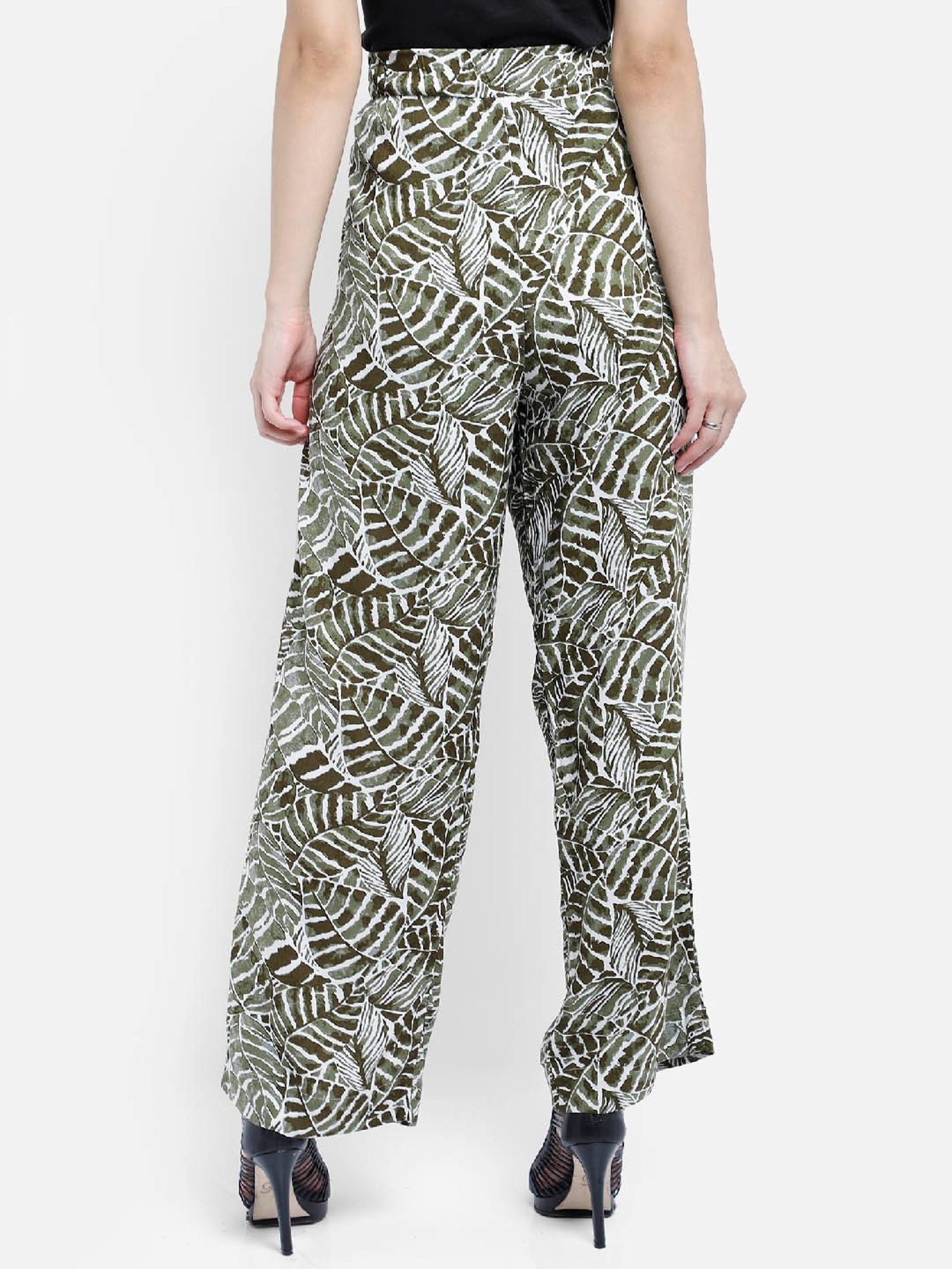 Aditi Wasan Green Tropical Print Regular Fit Mid Rise Palazzos