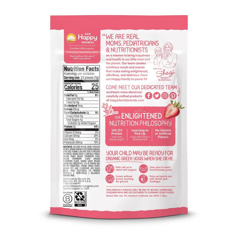 HappyBaby Organic Yogis Strawberry Banana Freeze Dried Greek Yogurt & Fruit Baby Snacks - 1oz
