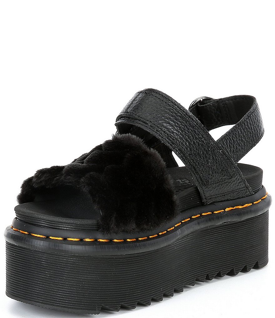 Dr. Martens Women's Voss Quad Fluffy Faux Fur Platform Sandals