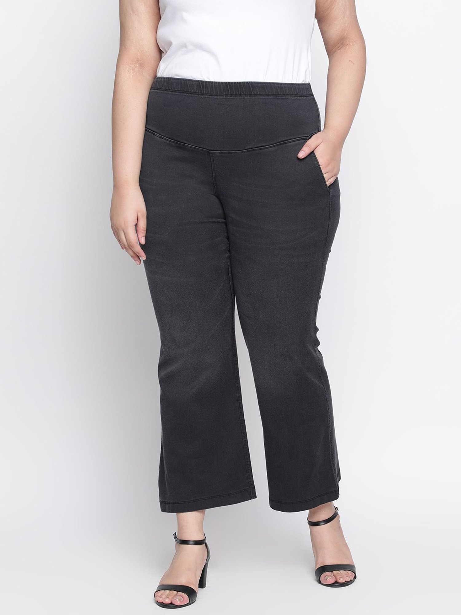 Amydus Charcoal Flared Fit High Rise Jeans