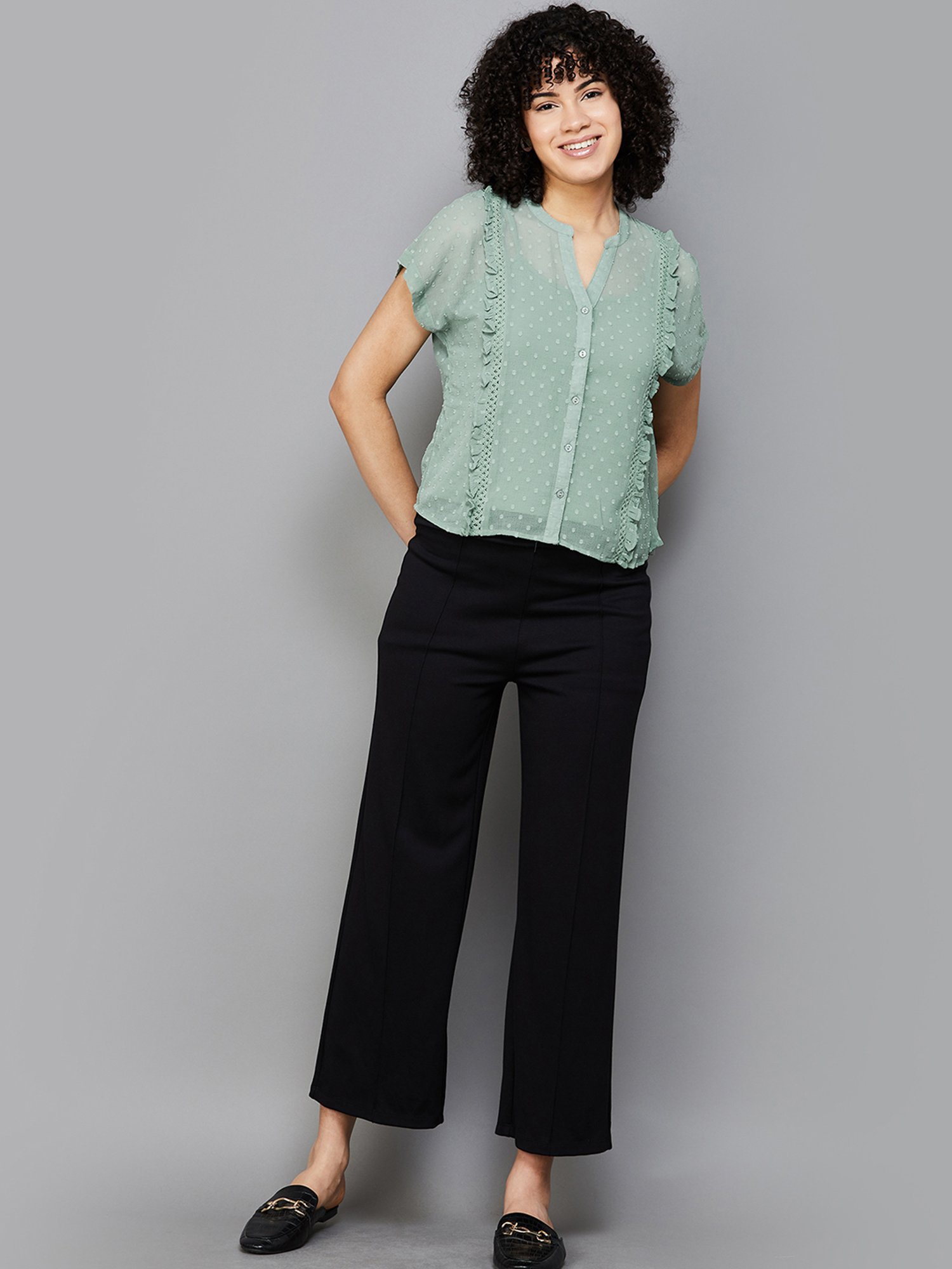 Fame Forever by Lifestyle Sage Green Self Design Top