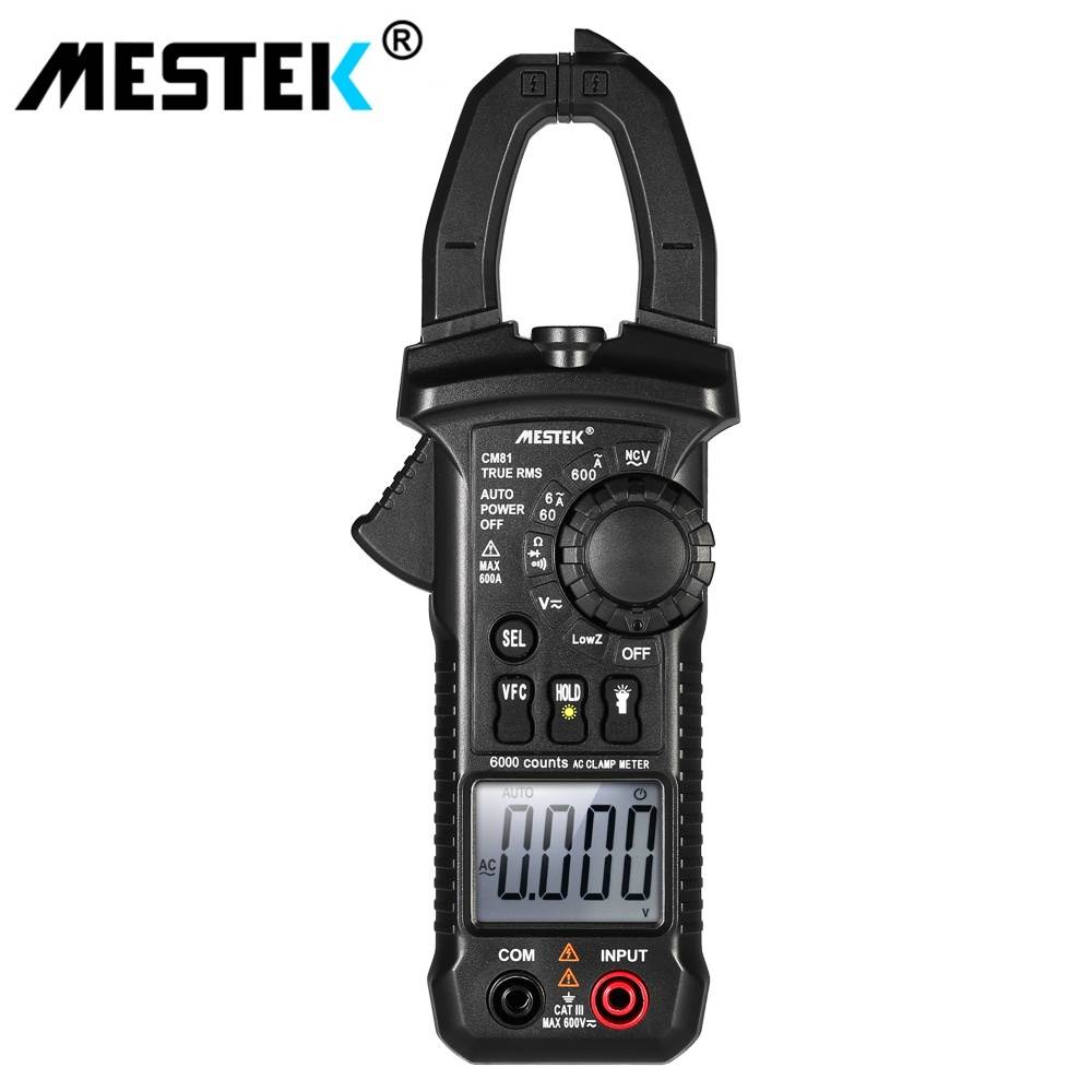 MESTEK Professional True RMS LCD Digital Clamp Meter Multimeter AC/DC Voltage AC Current Continuity Tester