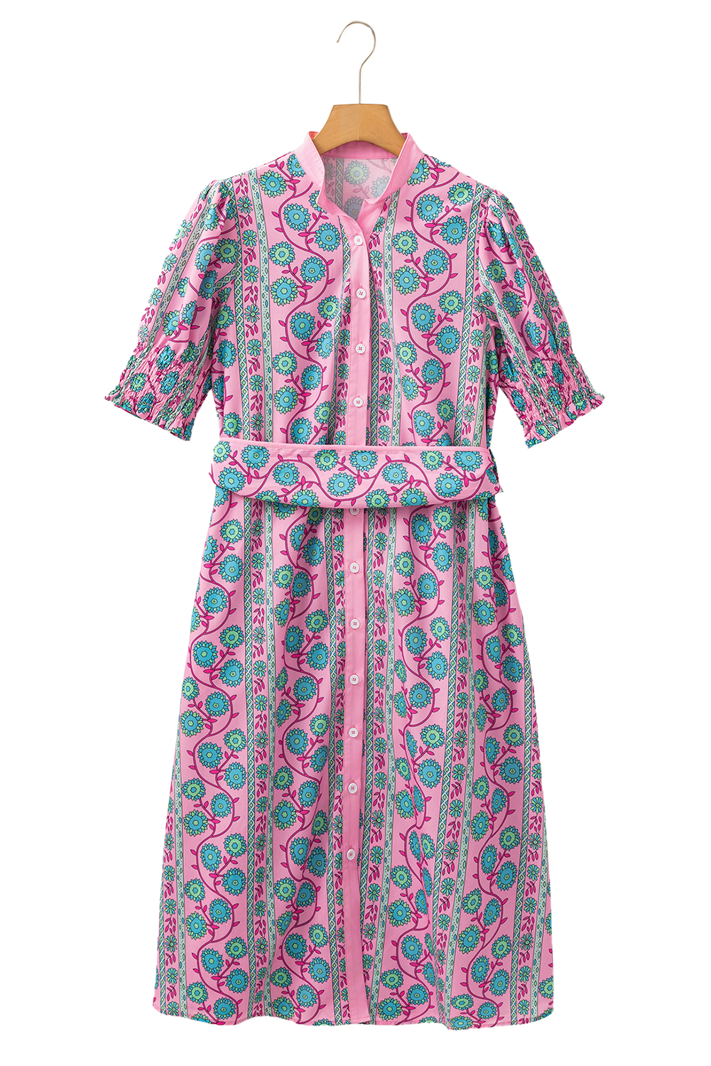 Multicolour Floral Print Split Neck Midi Dress