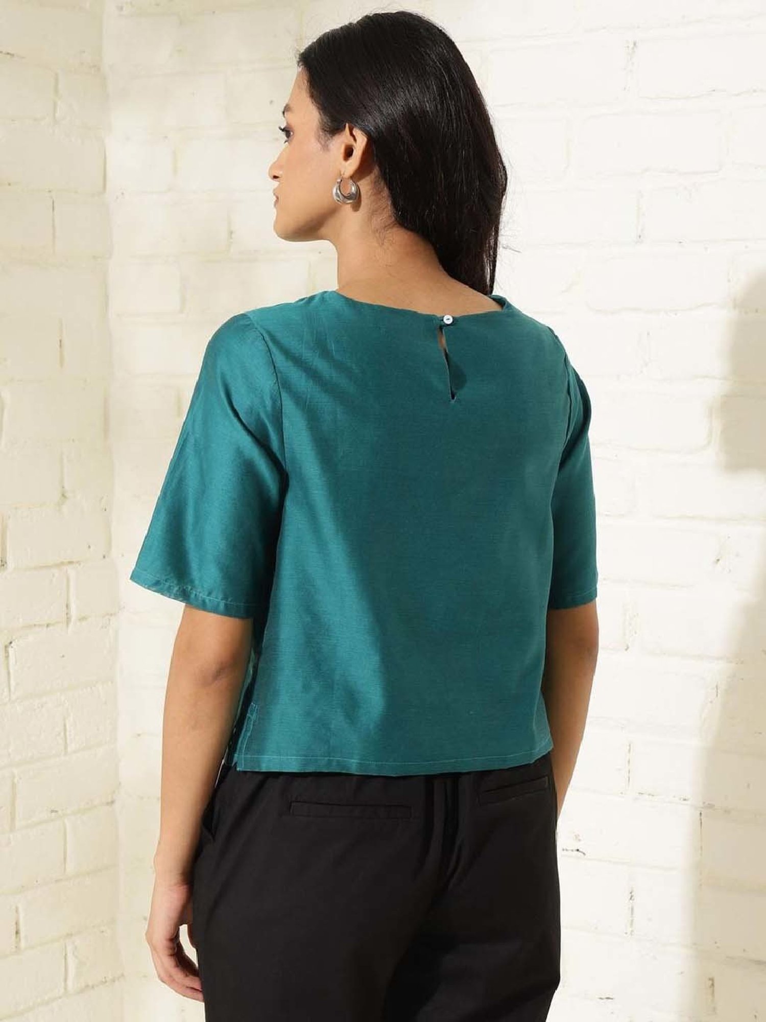 Fabindia Blue Embroidered Top