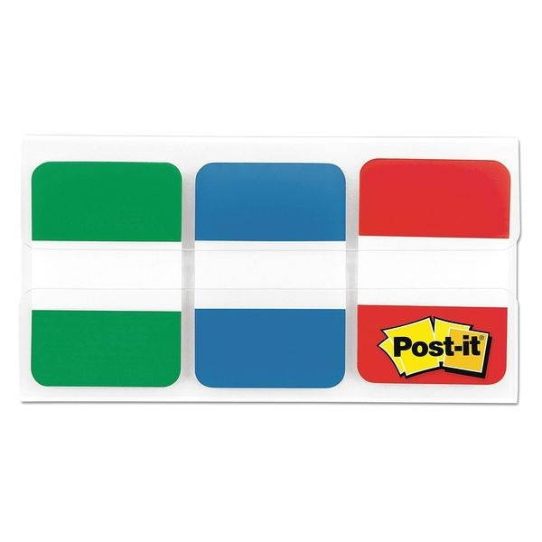 Post-it 686GBR File Tabs, 1 X 1 1/2, Blue/Green/Red, 66/Pack