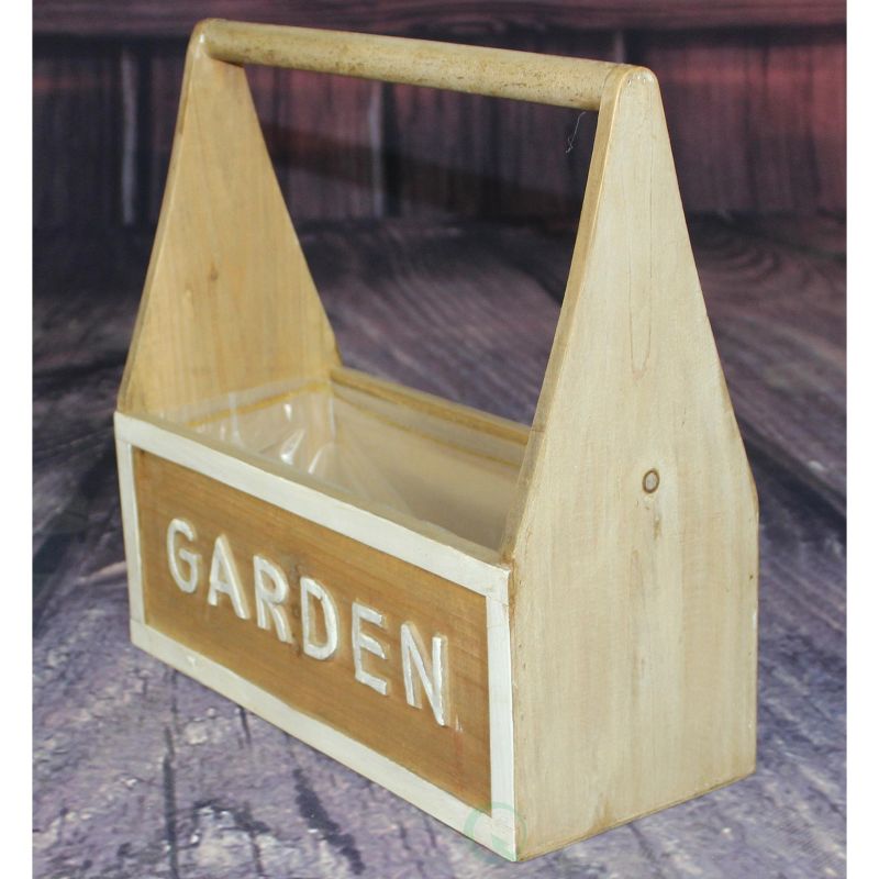 Gardenised Distressed Wood Garden Carry Planter