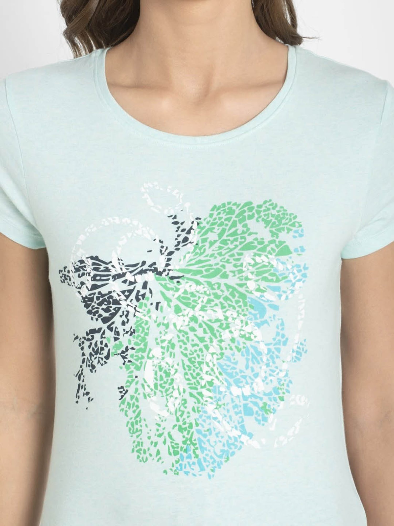 Jockey Blue Tint Melange Printed T-Shirt