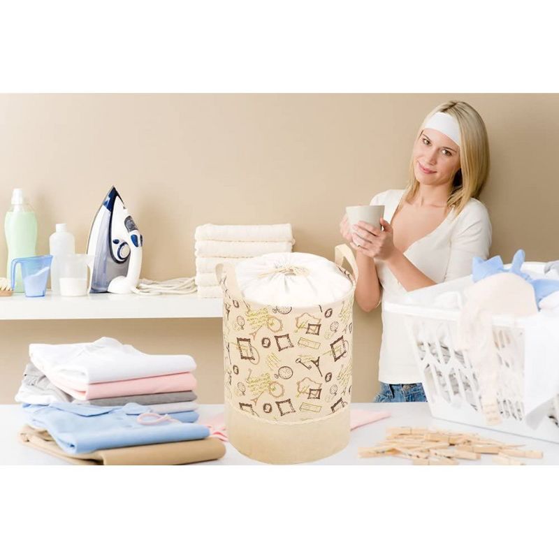 Household Essentials Round Brushed Stainless Hamper Wood Lid