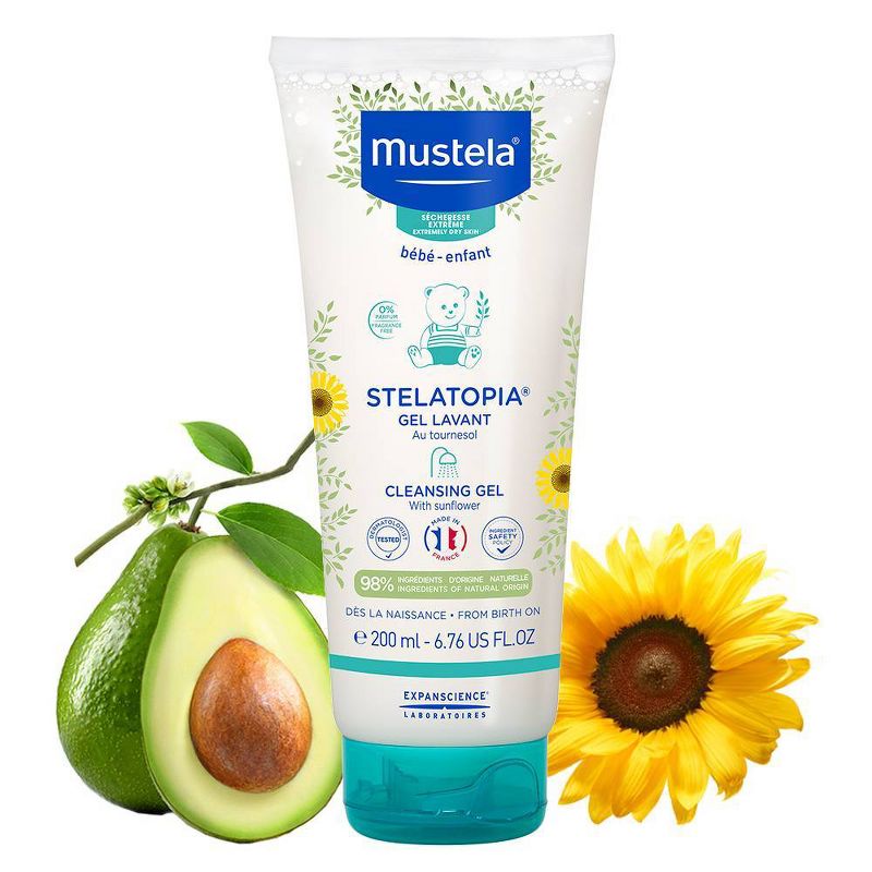 Mustela Stelatopia Fragrance Free Baby Cleansing Gel and Wash for Eczema Prone Skin - 6.76 fl oz