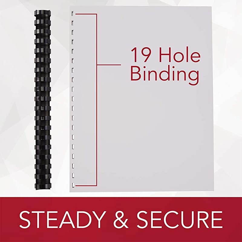 Binding Spines / Spirals / Coils, 1" Diameter, 225 Sheet Capacity, CombBind, Black, 100 Pack (4000118)