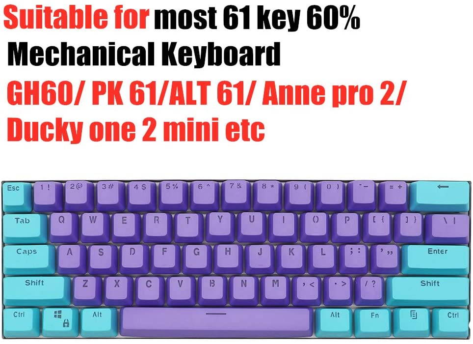 CUUWE 61 PBT Keycaps for 60 Percent Keyboard, Backlit Keycap Set for Mechanical Gaming Keyboard OEM Profile Keycaps with Key Puller for Cherry MX Switches GH60/RK61/GK61/Annie pro 2