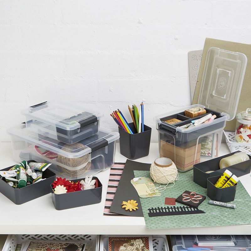 Ezy Storage Sort It 5 Quart Container Box with 13 Cup Insert Tray (12 Pack)