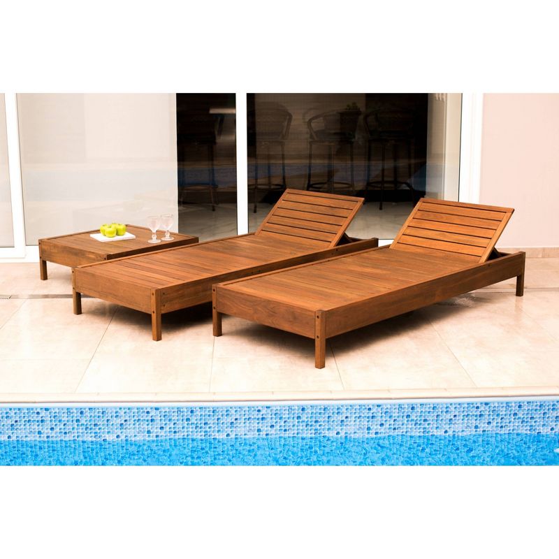 Grass Eucalyptus Wood Outdoor Reclining Chaise Lounge Chair - Alaterre Furniture