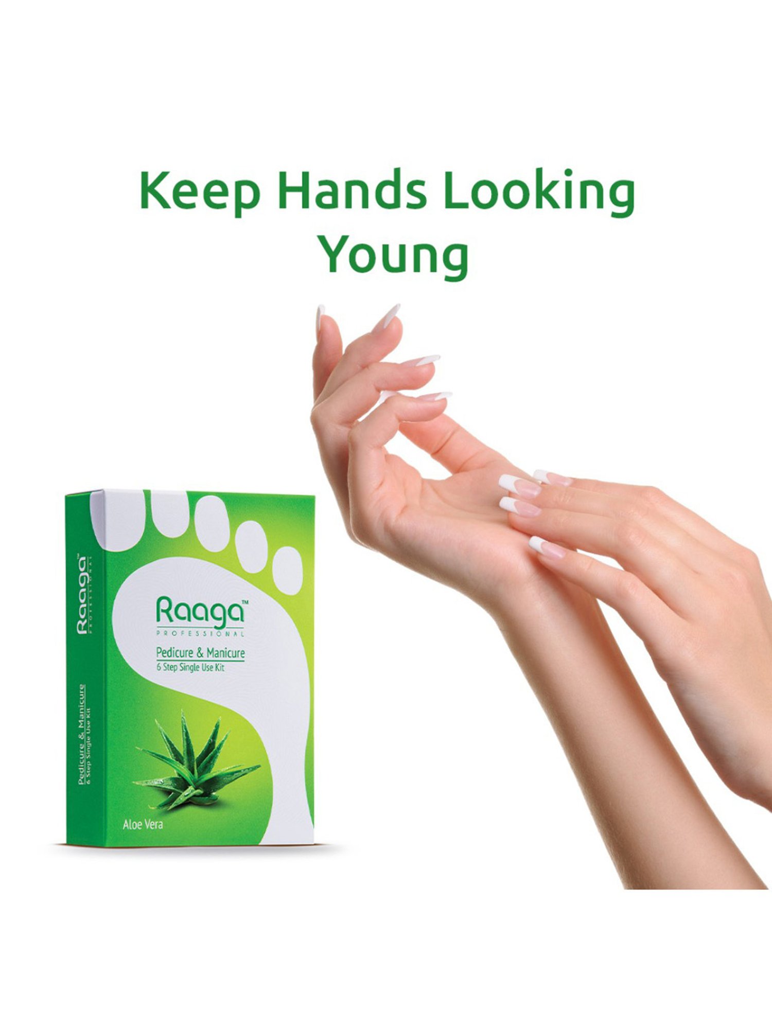 Raaga Professional Pedicure & Manicure 6 Step Single Use Kit Aloe Vera - 6 Sachets