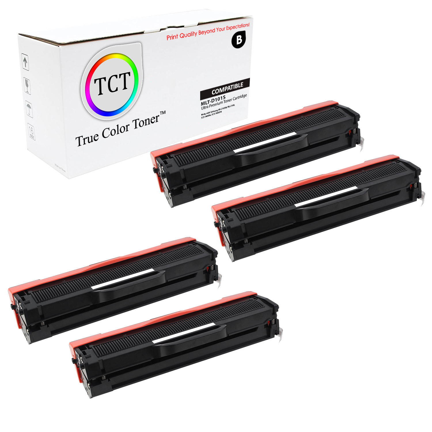 TCT Premium Compatible Toner Cartridge Replacement for Samsung MLT-D101S Black works with Samsung ML-2161 2166W 2160 2165 2165W 2168 2167, SCX-3401 Printers (1,500 Pages) - 2 Pack