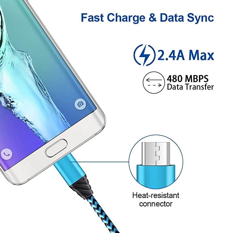 Charger Adapter Android Phone Charger Cable 2 Pack Compatible for Samsung Galaxy J8 J7 J6 J5 J4 J3 J2 J1 J7V7 Sky ProCrownPrimeSky ProRefine