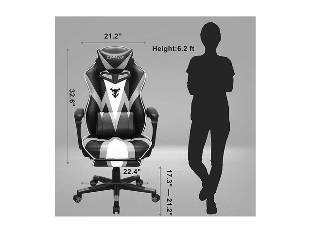 Zeanus Pink Ergonomic Gaming Chair for Girl, Gaming Chair with Footrest, Gaming Chair for Adults, High Back Racing Chair, Computer Chair with Massage, E-Sports Gamer Chair, Big and Tall Gaming Chair