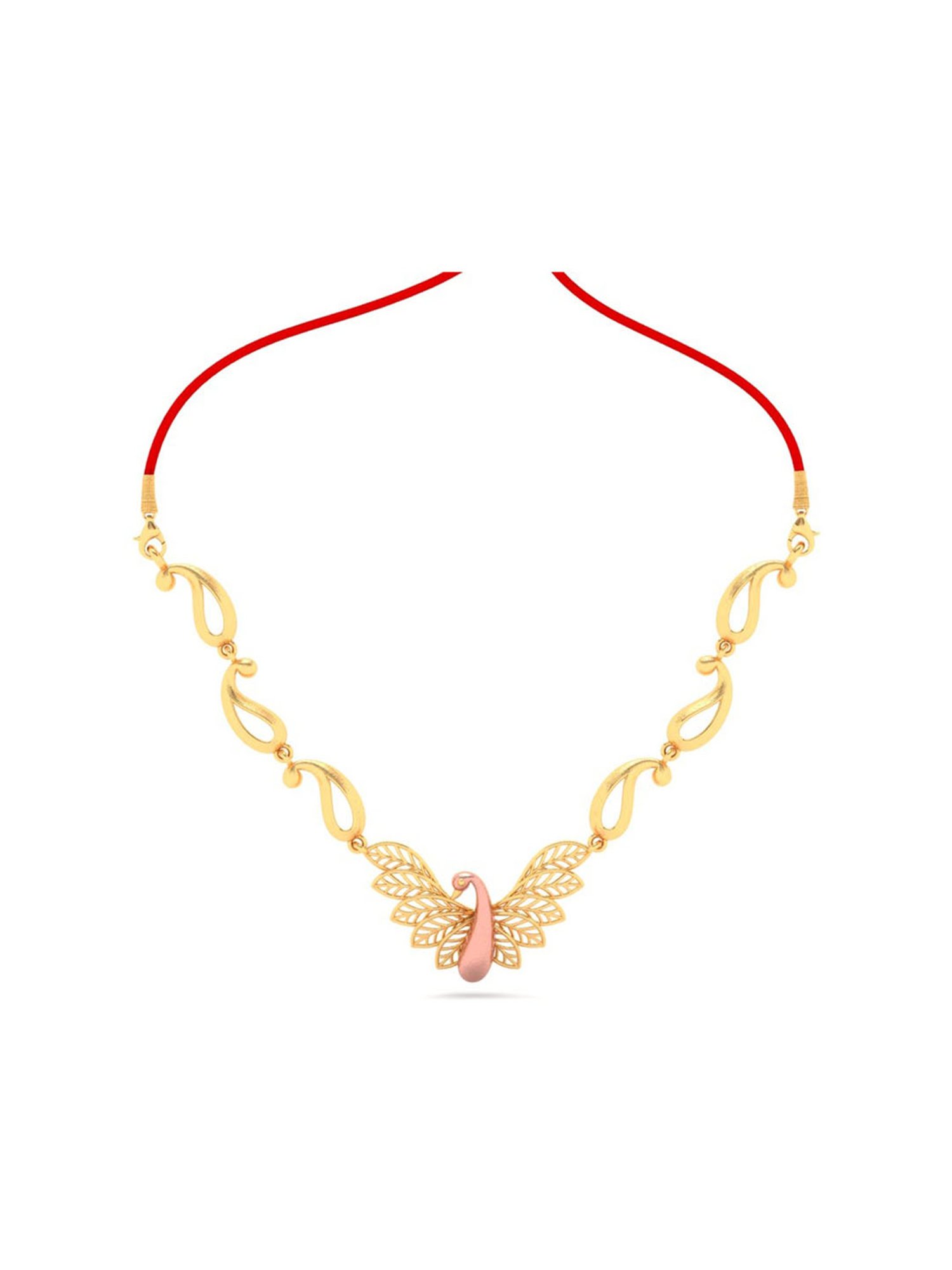 P.C. Chandra Jewellers 14k Yellow Gold Peacock Themed Enchanting Design Necklace