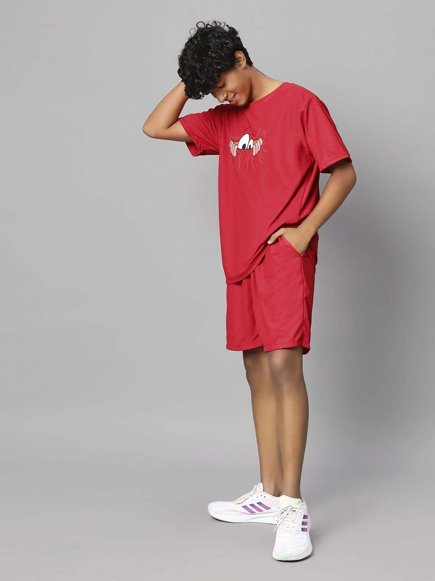 TeenTrums Kids Red Printed T-Shirt Set