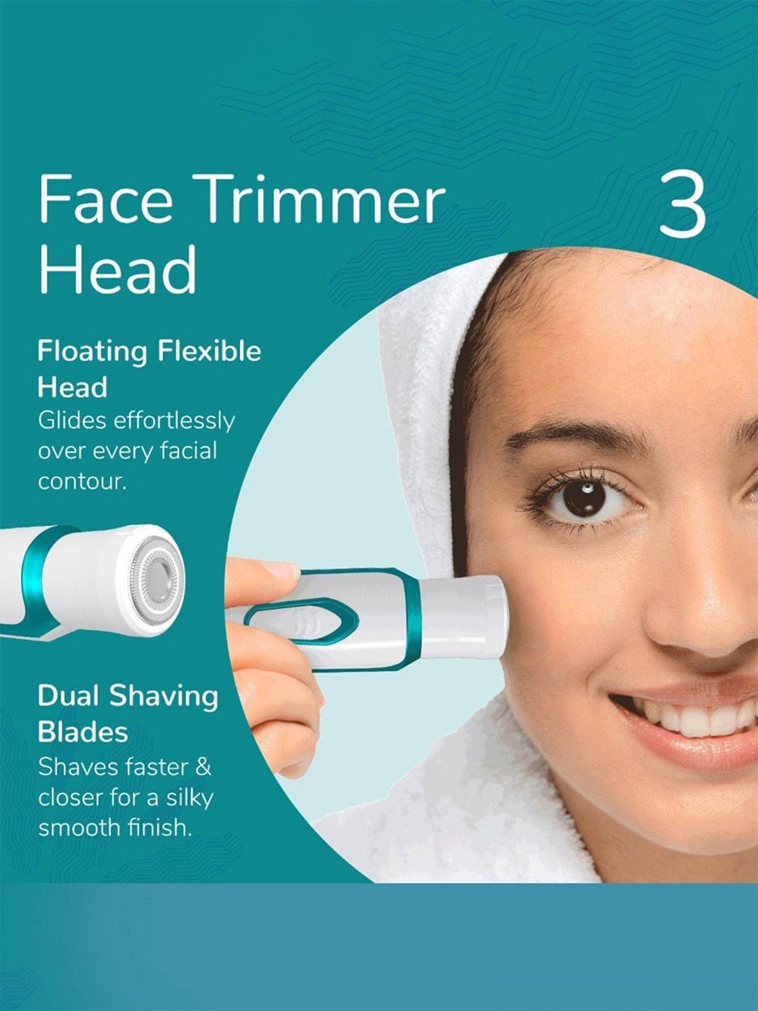 Caresmith Bloom Face & Body Hair Trimmer for Women with 3 Heads, Rechargeable (Glossy White)