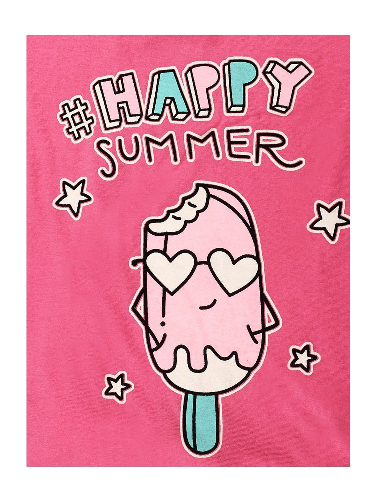 Lazy Shark Kids Magenta & White Printed  Top with  Shorts