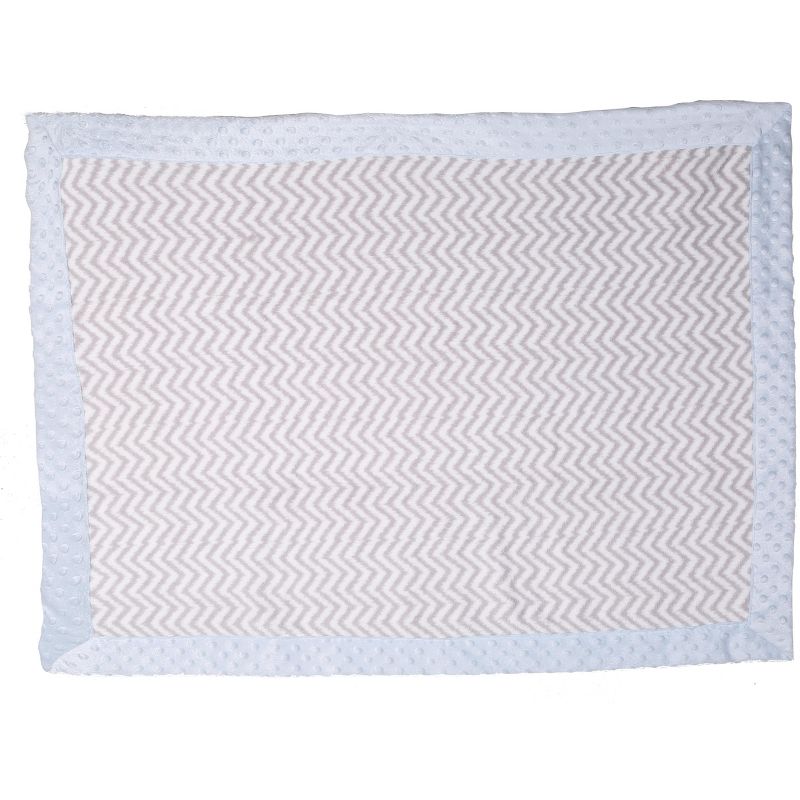 Bacati - Grey Chevron with Solid Border Blanket (Grey Chevron/Baby Blue Border)
