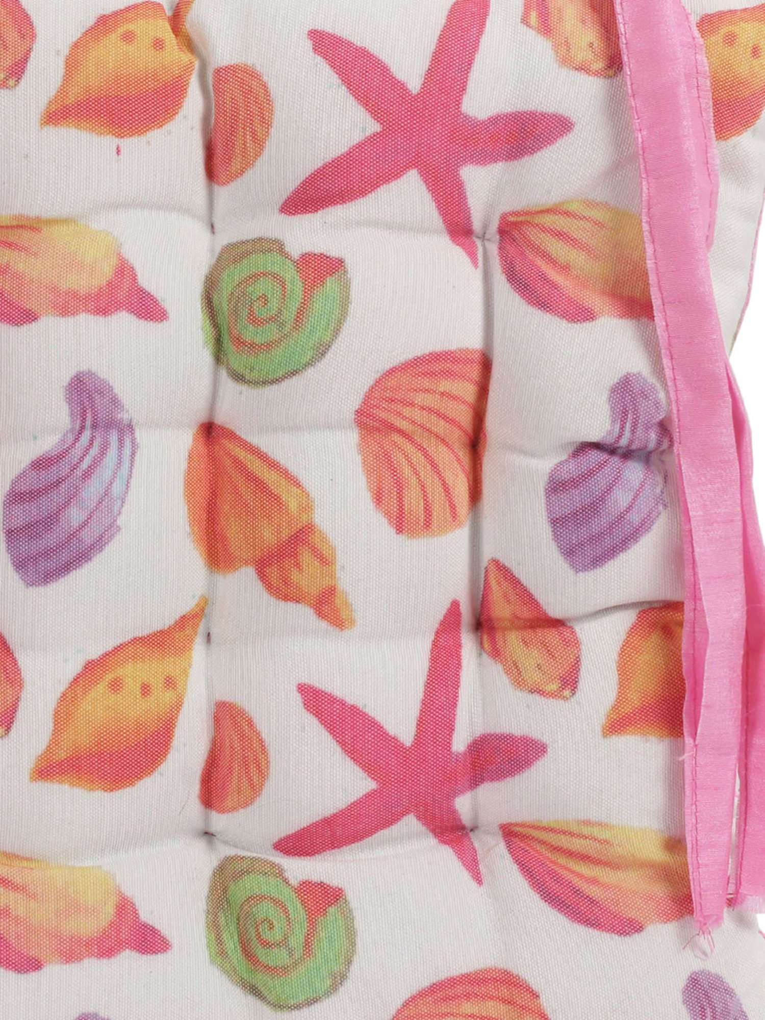 Romee White Polyester Printed Chair Pads